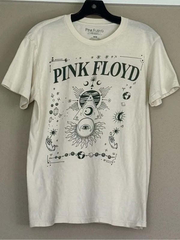 PINK FLOYD Graphic Band Tee M 20” p2p Cream/Black EUC - Image 2