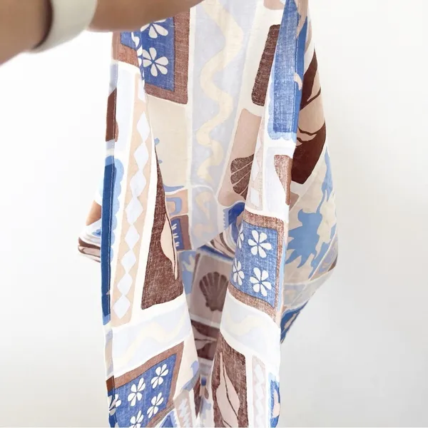Sabo Skirt Georgia Solis Linen Blend Blue Resortwear Vacation Coastal Maxi Dress - Image 4
