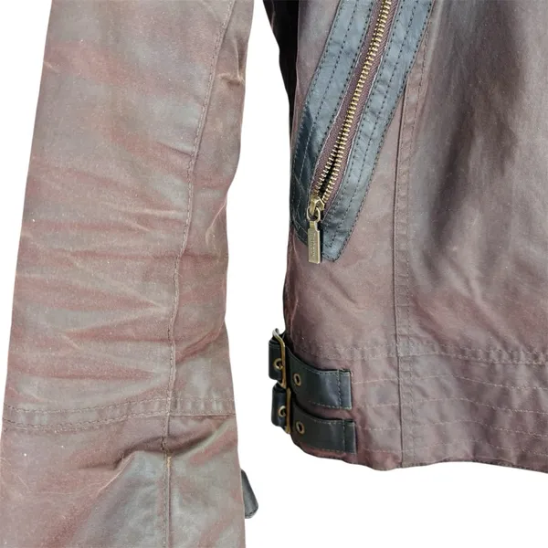 Barbour Women's Ordinance wax coated Jacket in Brown shearling lining GUC - Image 5