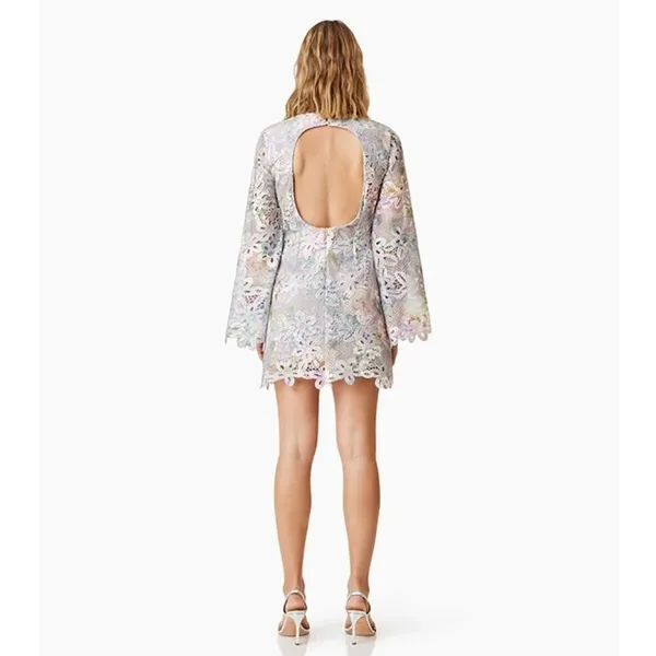 Elliatt Jacinta Lace Long Sleeve Mini Dress in Taupe Multi NWT Size S - Image 11