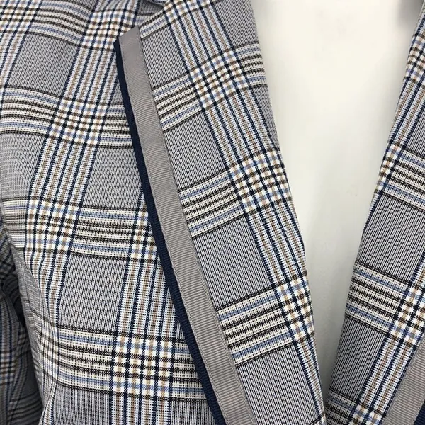 Ecru long sleeve plaid one button small blazer - Image 4