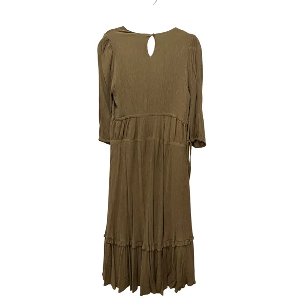 &merci Olive Green Tiered Midi Dress V-Neck High-Low Boho L - Image 4