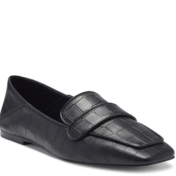 NEW Vince Camuto VV-Zally Square Toe Crocodile embossed Loafer Black - Image 2