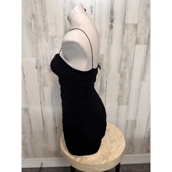 Windsor Black Ruched Mini Dress – Size M - Image 3
