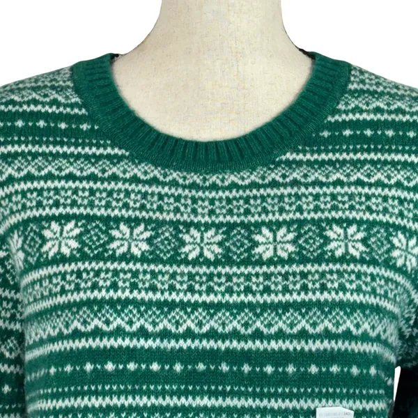 Croft & Barrow Small Sweater Fair Isle Crew Neck Long Sleeve Pullover Green New - Image 2