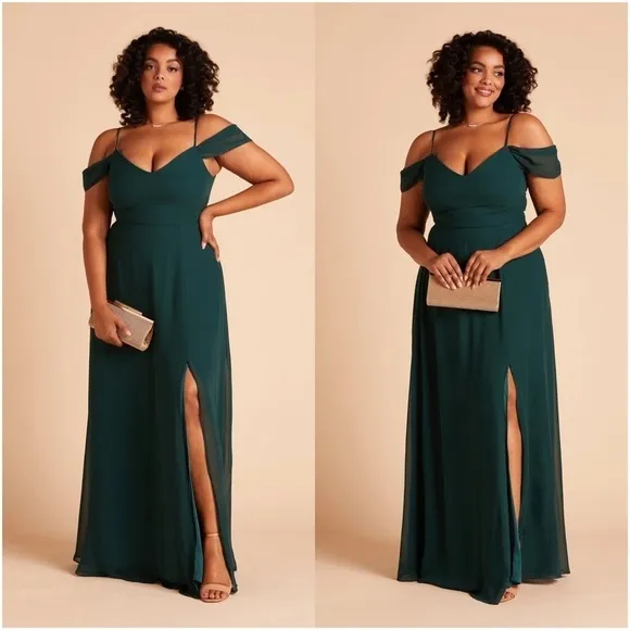 BIRDY GREY Devin Convertible Chiffon Dress In Emerald - Image 2