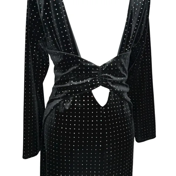 Express Velvet Dress L‎ Long Sleeve Party Cocktail Sparkle Backless Whimsigoth - Image 7
