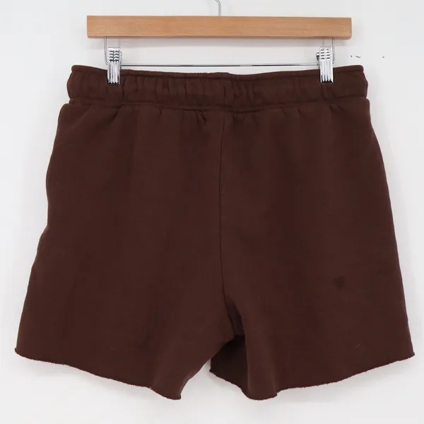 Forever 21 Sweat Shorts Womens L Brown Raw Hem Drawstring Fleece Good - Image 5