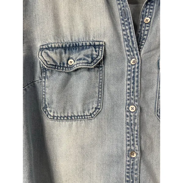 Mango Faded Denim Shirt 90s Model Off Duty XXS - Image 4