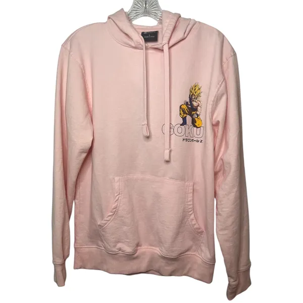 Dragon Ball Z Goku Pink Hoodie Super Saiyan‎ Anime Graphic Pullover Sz Small - Image 2