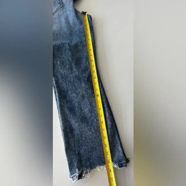 Judy Blue Cropped Bootcut Jean Distressed Stretch High Rise Chewed Hem Boho 7/28 - Image 7