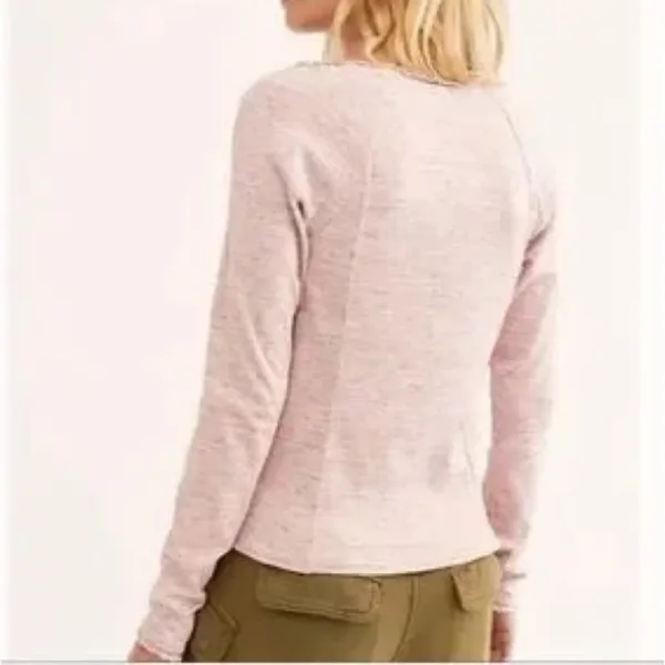NWT Free People Pink Long Sleeve Henley - Image 3