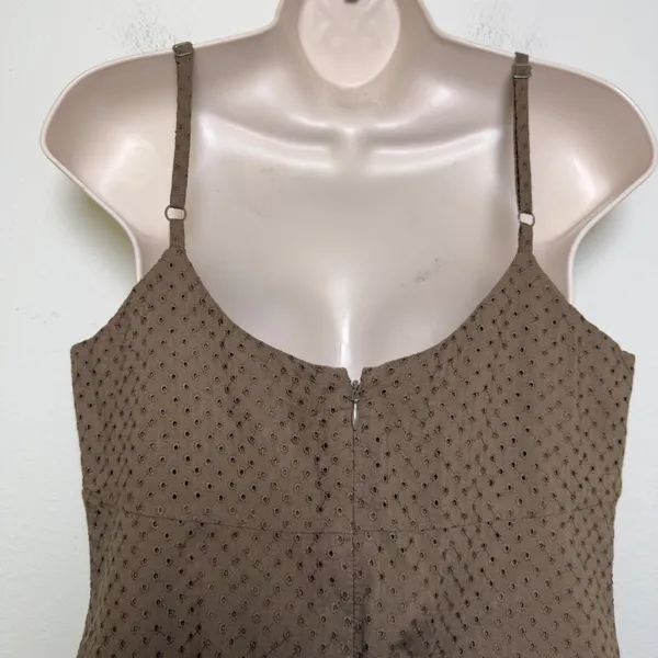 VTG Y2K Women 100%‎ Cotton Eyelet Babydoll Dress Grunge Western Sundress 4 Brown - Image 7