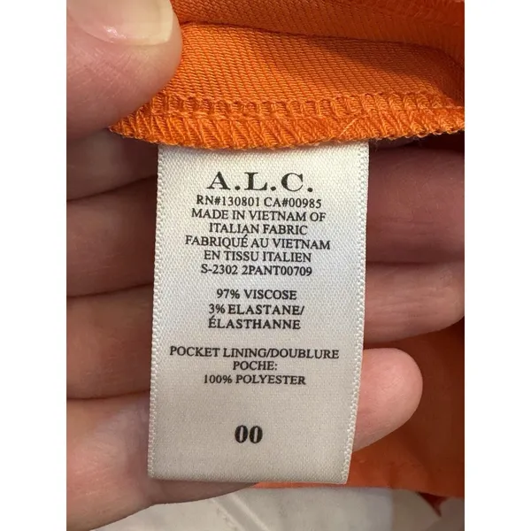 A.L.C. Kennedy‎ Trouser Pants Clementine Orange Straight Leg Slacks NEW Size 00 - Image 6