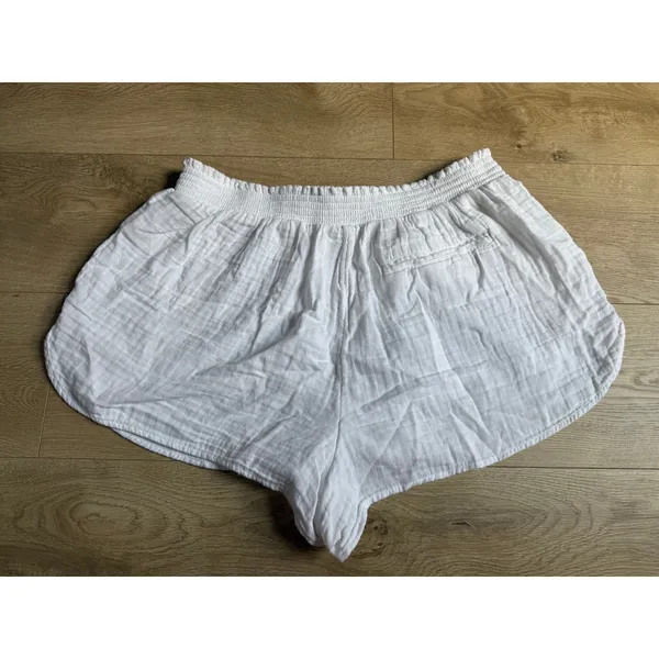 Aerie Gauzy High Waisted Short White Smocked Elastic Waist Beach Loungewear XL - Image 3