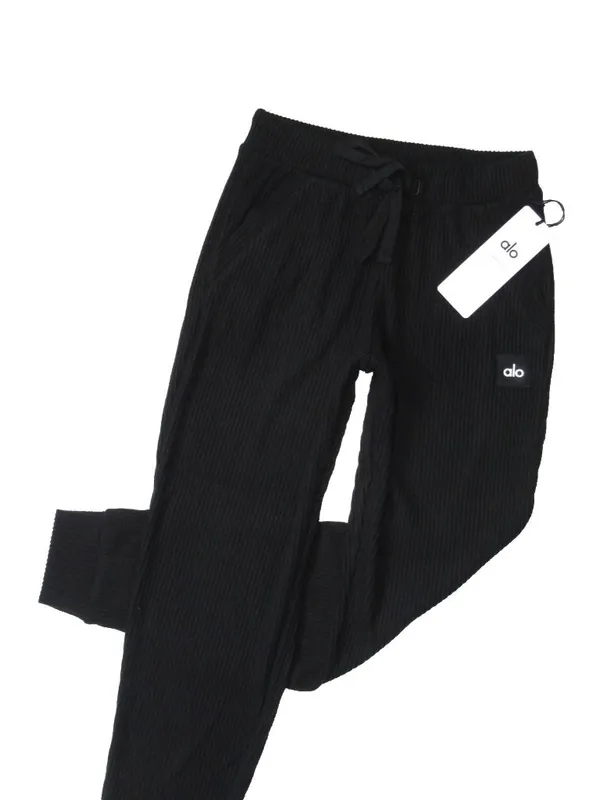 NWT Alo Yoga Muse Sweatpant in Black Ribbed Tapered Jogger Pants S - Image 2
