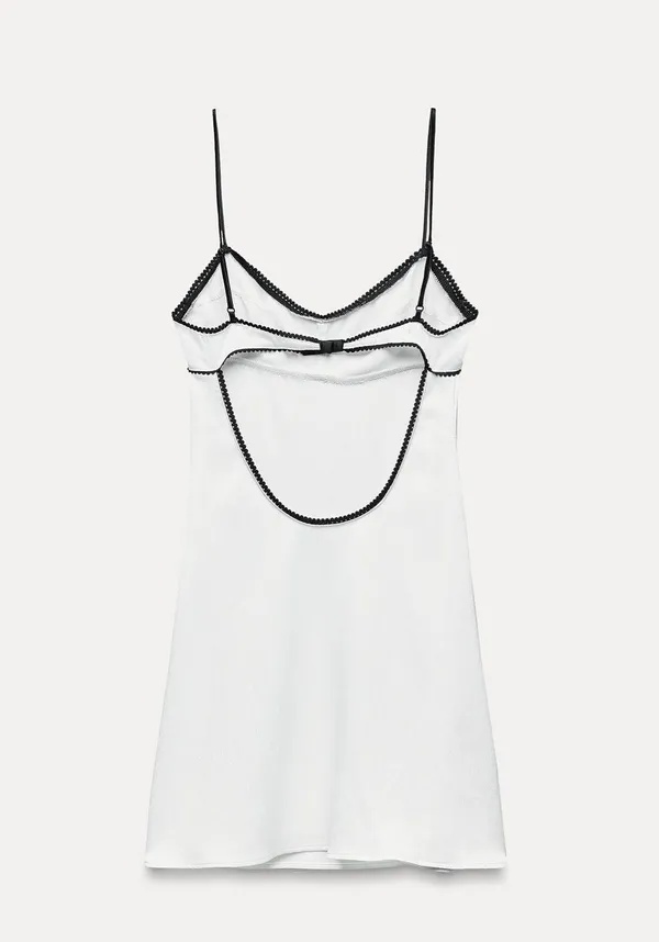 Zara mini white dress lace now lingerie inspired casual summer slip satin - Image 11