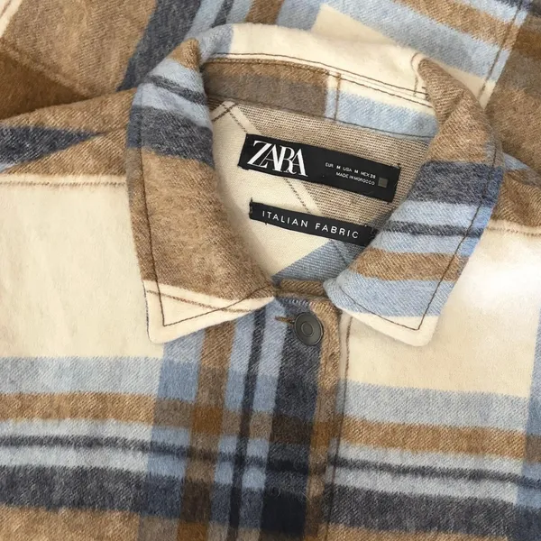 ZARA Wool Alpaca‎ Plaid Shacket Shirt Jacket Pockets Outdoors Preppy Medium - Image 11