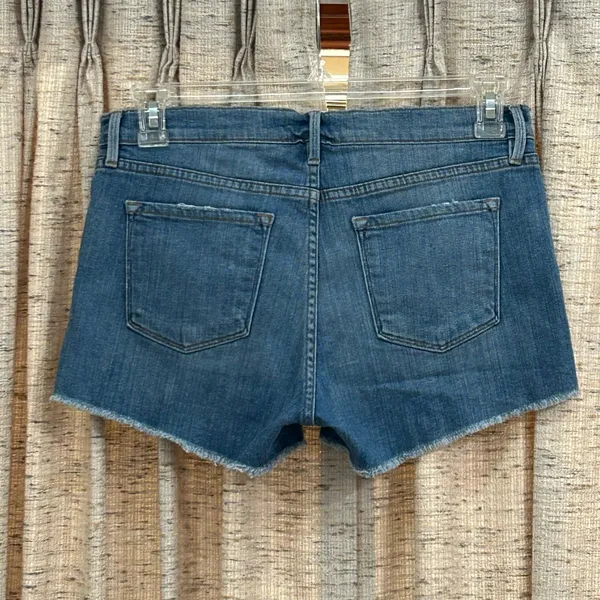 FRAME Denim Le Cutoff Distressed Raw Hem Denim Shorts - Image 9