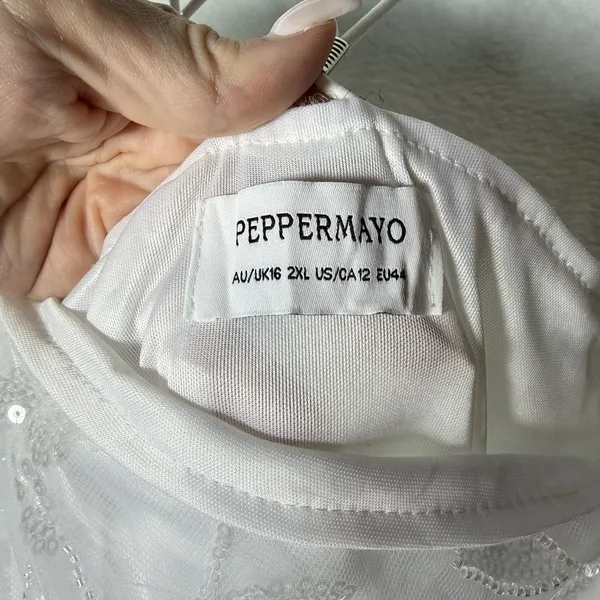 Peppermayo Rumi Beaded Mini Dress White Women's US Size 12 - Image 9