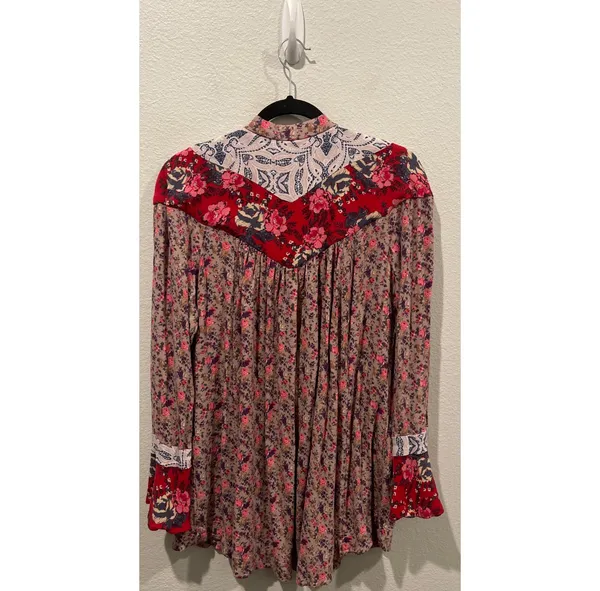 Free People Wildflower Bohemian Fields Long Sleeve Multicolor Tunic - Image 8