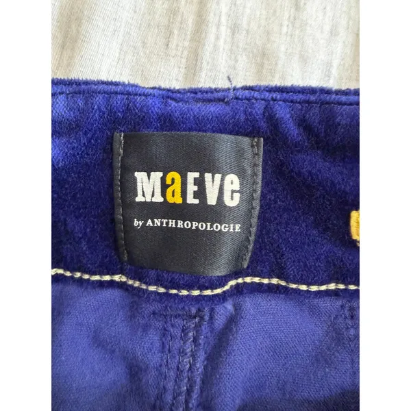 Maeve Anthro Colette Pants Women 26 Purple Blue Velvet Corduroy Wide Leg Crop - Image 6