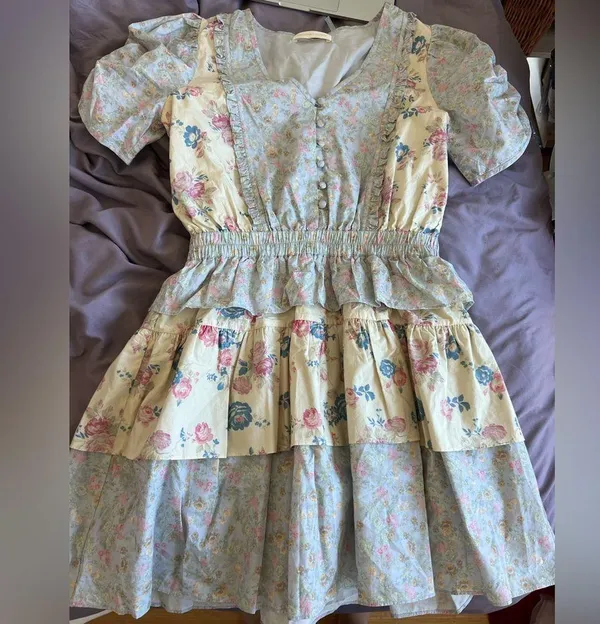 Loveshackfancy X REVOLVE Roth Dress in Pastel Lemon Blueberry - Image 4
