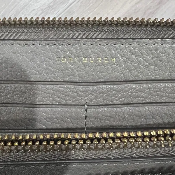 Tory Burch Perry Zip Around Continental Wallet Leather Gray - Image 3