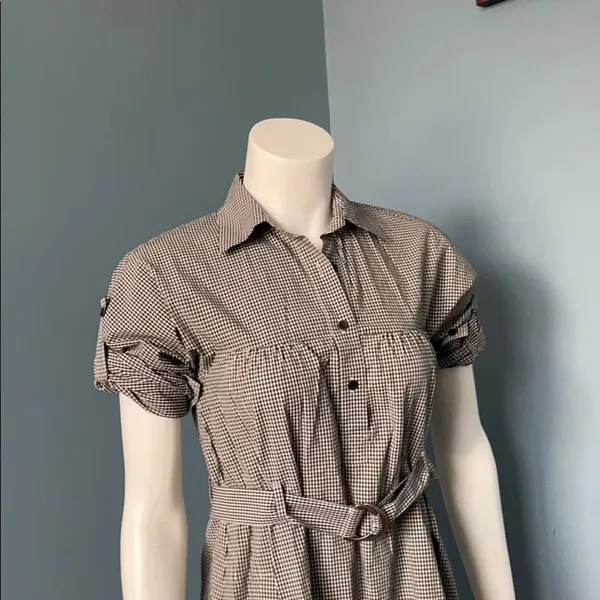 Theory Black & White Belted Gingham Dress size 2 - Image 6