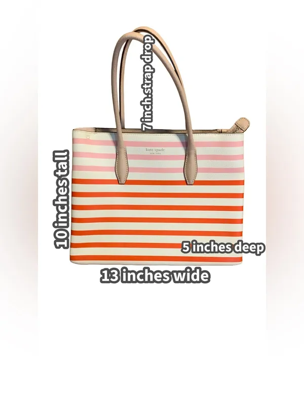 Kate Spade "Patrice" Tropical White, Red, Orange & Pink Tote Bag W/Tan Accents - Image 13