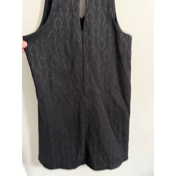 Olivaceous Mini Dress Womens Large Black Damask Jacquard Mock Neck Cutout A-Line - Image 5