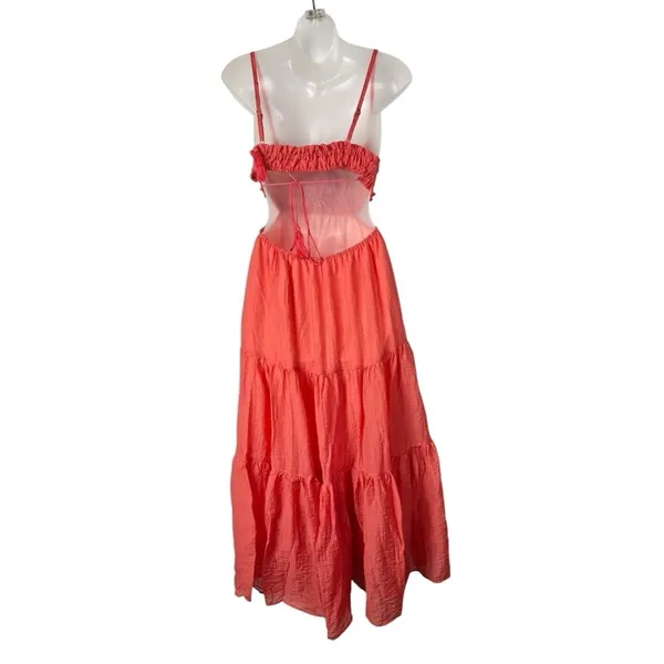 Boutique Coral Backless Layered‎ Tiered Maxi Dress S - Image 3