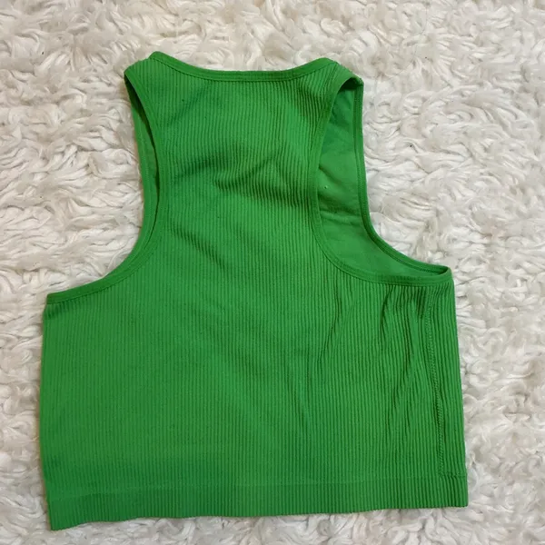 Garage Green‎ Ribbed Seamless Tank Top High Neck Cropped Racerback sz M - Image 3