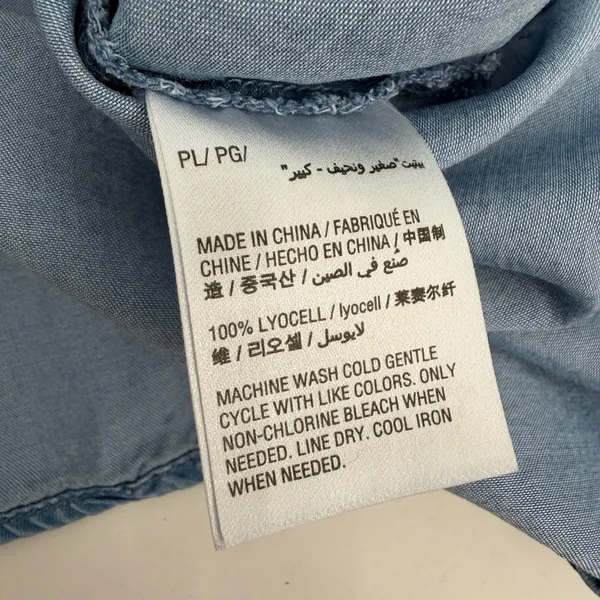 Style & Co Shirt Women's PL Petite Large Blue Pleated Roll Tab Sleeve Flowy Top - Image 5