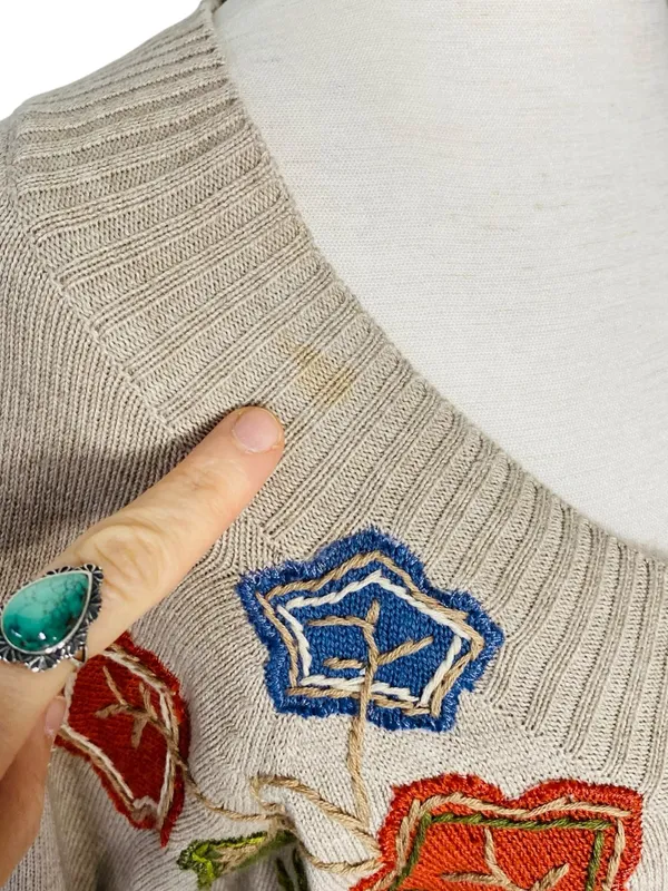 D&CO Embroidered Flowers & Leaves Cardigan - Image 3