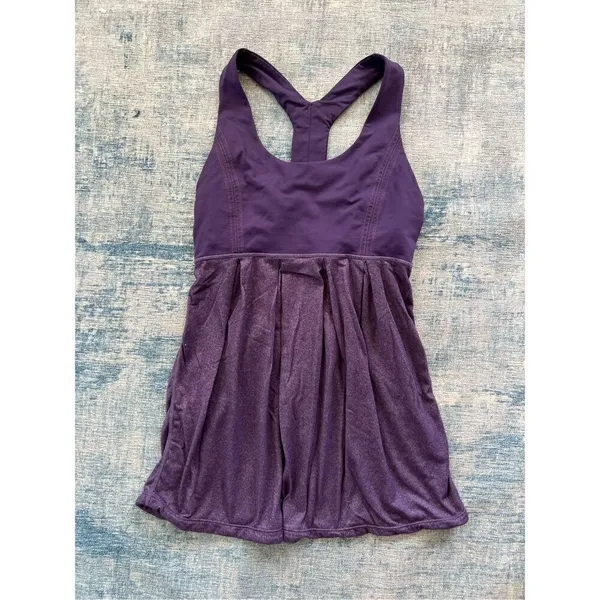 Lululemon Heathered Concord Grape Purple Power Dance Athletic Tank Top Size 4 - Image 5
