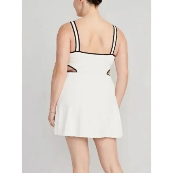 NWT Old Navy PowerSoft Athletic Dress L White Cutout Shelf Bra Active Tennis - Image 4