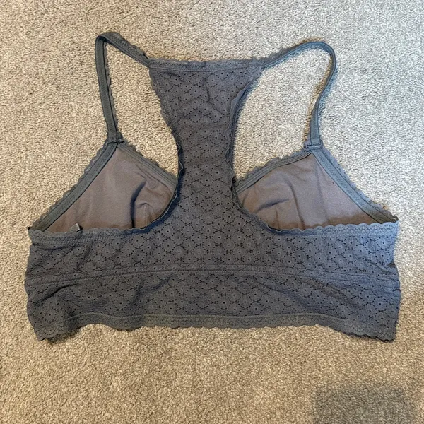 Aerie Grey Lace Racerback Unlined Bralette Size XL - Image 2