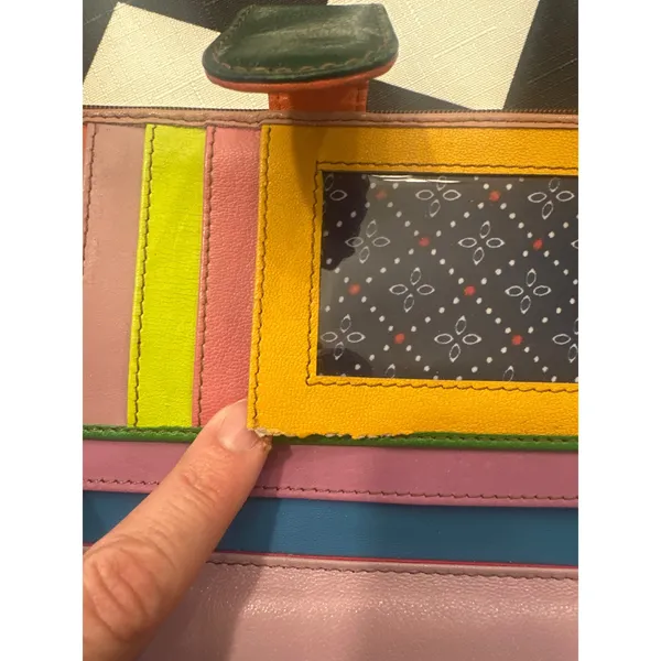 Leopard Print Calf Hair Rainbow Leather Trifold Wallet Multi Color Clutch fairy - Image 5