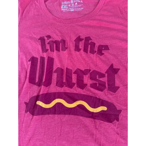 Cleveland Clothing Co Women's Red‎ "I'm the Wurst" Short Sleeve Tee Size 2XL - Image 2