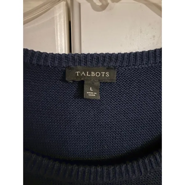 Talbots‎ Womens Navy Blue Red Striped Shoulder Zip Cashmere Blend Sweater Large - Image 3