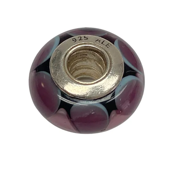 Pandora Purple Murano Glass Charm Bead 925 Sterling Silver Authentic - Image 2