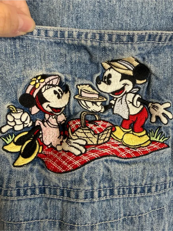 Vintage 90’s 1990’s Mickey Inc Disney Denim Short Overalls size Medium Women’s - Image 6