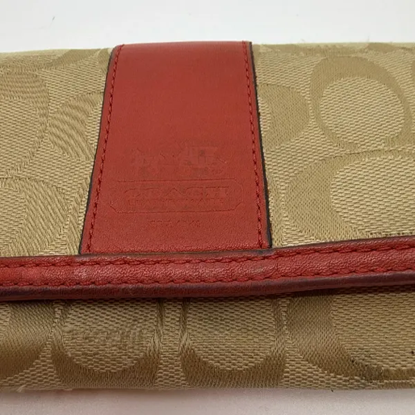 Coach Signature C Flap Orange Canvas Wallet - Image 2
