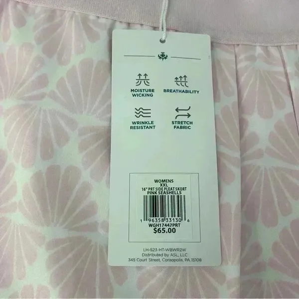 Lady Hagen Women’s XXL Skort Pink Seashell Print Golf Tennis Side Pleat NWT - Image 2