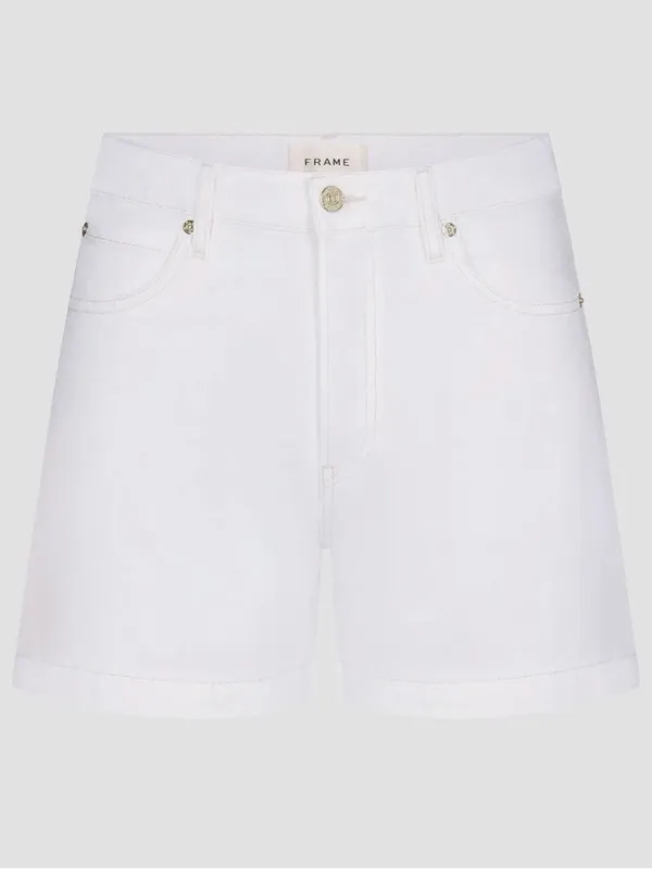 Frame Denim White Mid-Rise Denim Shorts - Image 3
