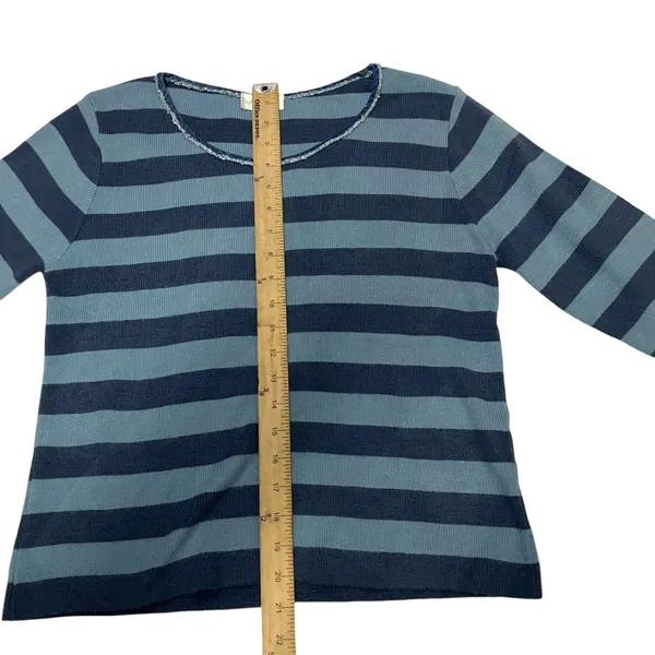 Arpel Made in Italy Women's Blue Stripped Wool Blend Rib Knit Sweater - Image 6
