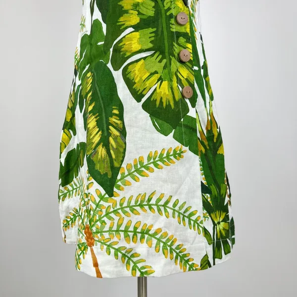 NWOT Farm Rio Linen Tropical Forest Off-White Mini Dress Size XS - Image 6