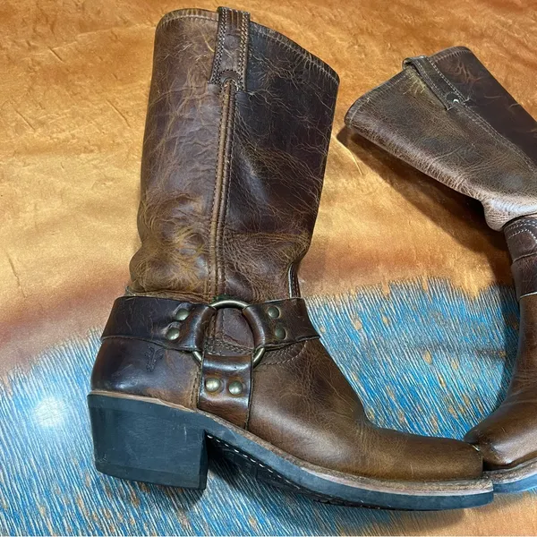 Vintage Frye 12R Brown leather Harness Boots USA Cowgirl size 6 - Image 16