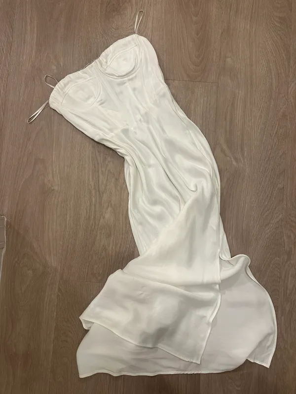 ZARA dress midi satin wedding corset rhinestone party shower bridal cocktail - Image 13